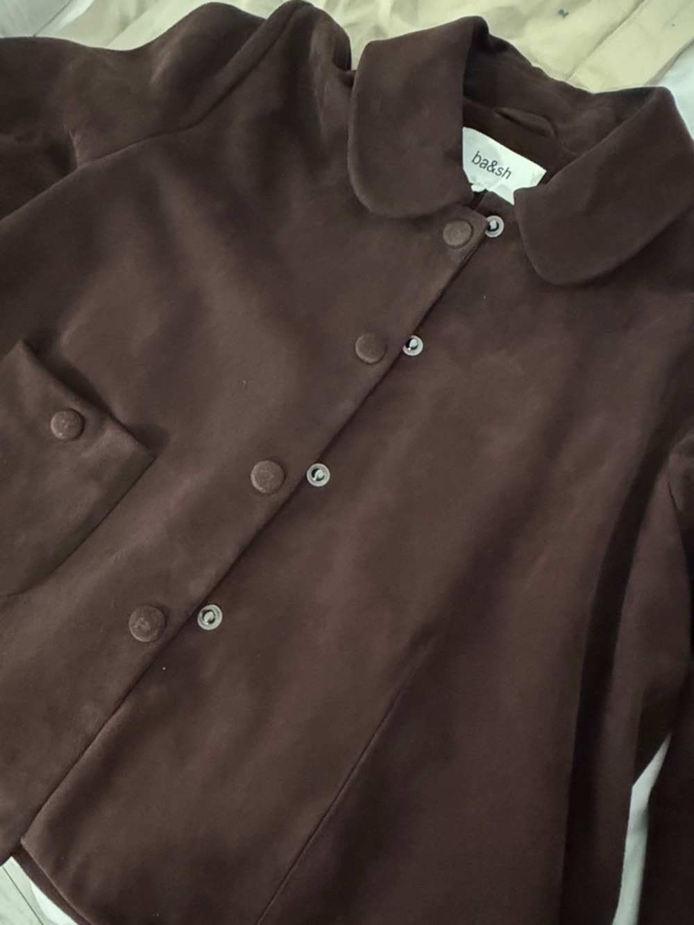 ba&sh Dark Brown Suede Button-Front Jacket